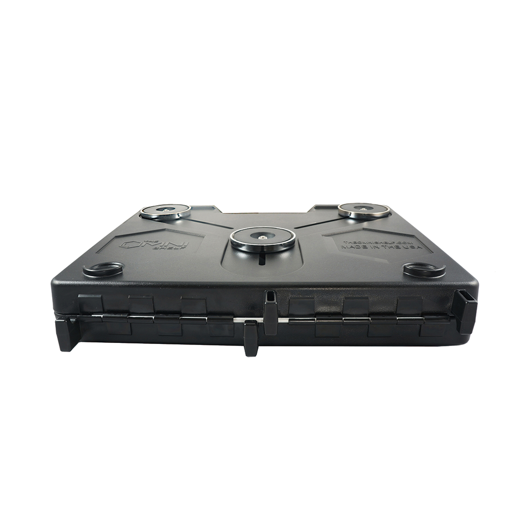 OmniShelf portable magnetic workstation doubles as a briefcase
